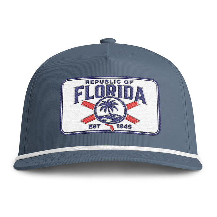 Sunwashed Rope Cap —  Republic of Florida Embroidered Beach Cap
