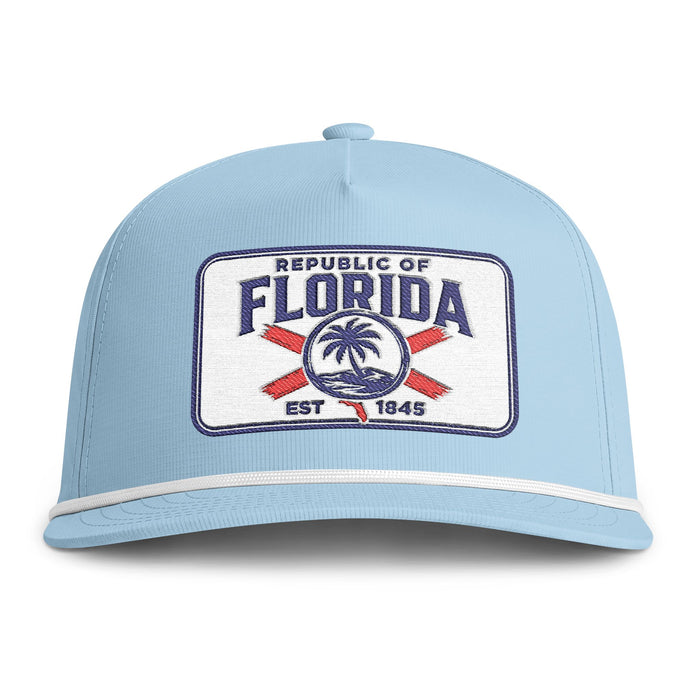 Sunwashed Rope Cap —  Republic of Florida Embroidered Beach Cap