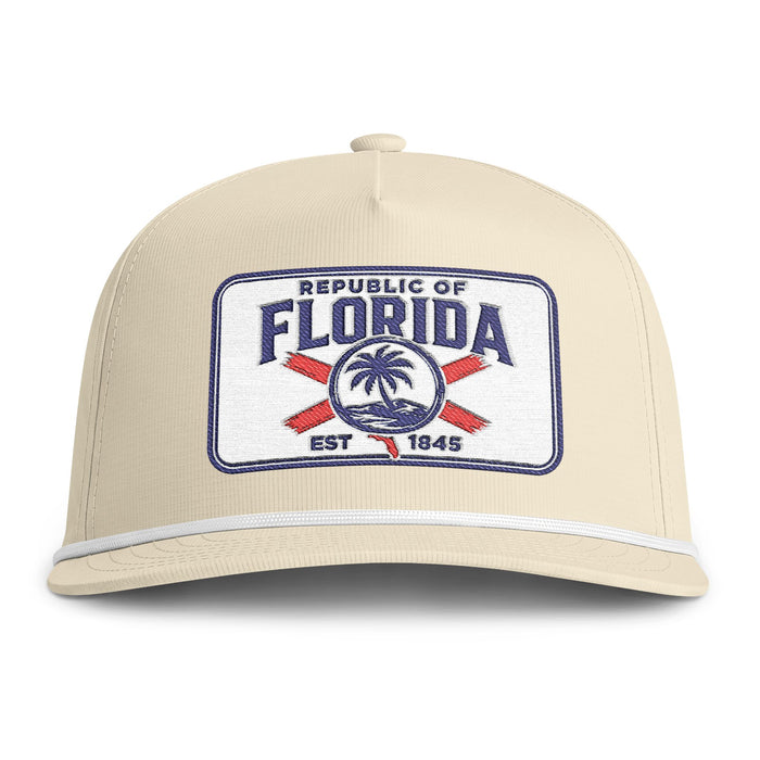 Sunwashed Rope Cap —  Republic of Florida Embroidered Beach Cap
