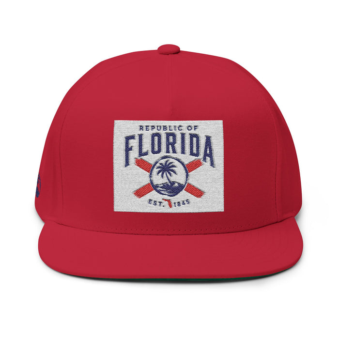 Florida Palm Beach Embroidered Flat Bill Cap