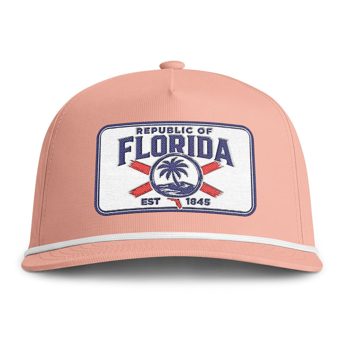 Sunwashed Rope Cap —  Republic of Florida Embroidered Beach Cap