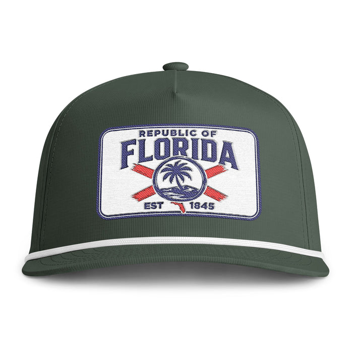 Sunwashed Rope Cap —  Republic of Florida Embroidered Beach Cap