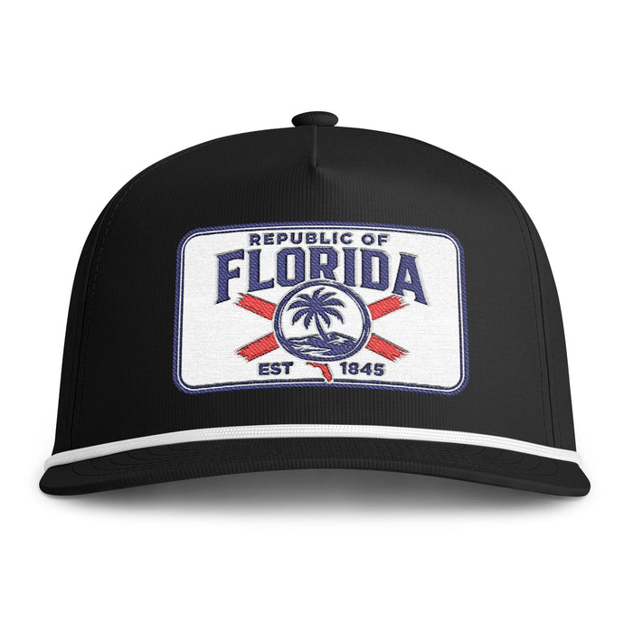Sunwashed Rope Cap —  Republic of Florida Embroidered Beach Cap