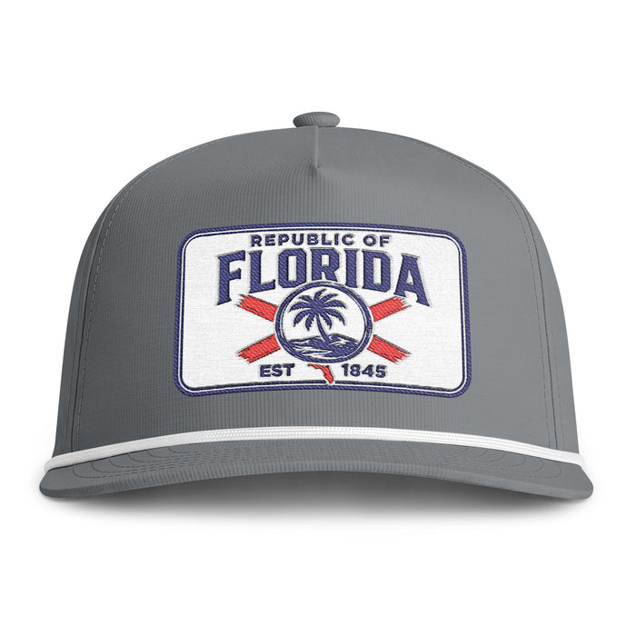 Sunwashed Rope Cap —  Republic of Florida Embroidered Beach Cap